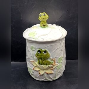 8” Vintage 1979 Neil The Frog Ceramic Canister Made In Japan